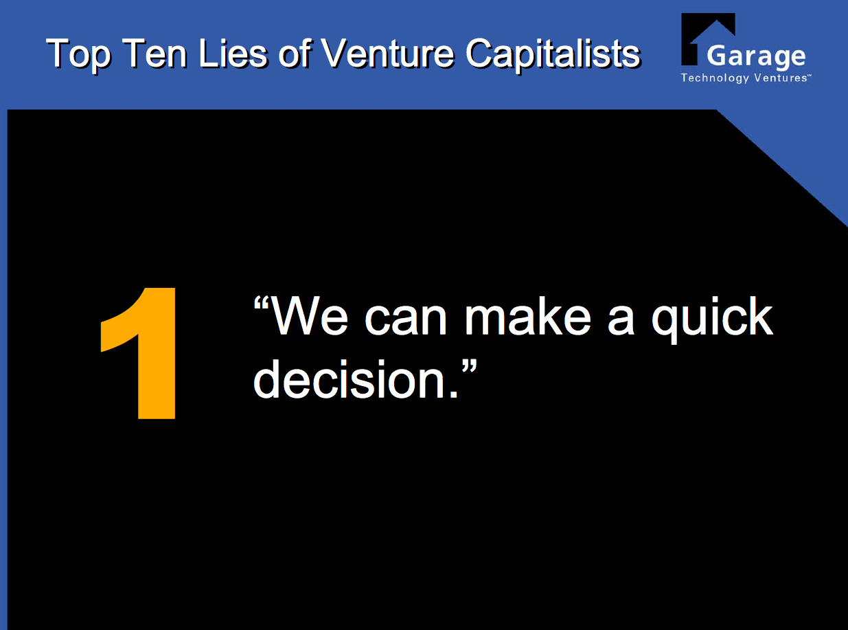 Top Ten Lies of Venture Capitalists